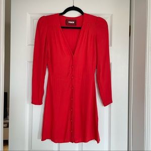 Reformation Red Long Sleeve Mini Dress
